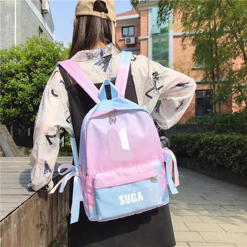 kpop Bangtan Powder blue gradient jungkook jimin suga v backpack Contrast color Korean version Student bag backpack women boy
kpop Bangtan Powder blue gradient jungkook jimin suga v backpack Contrast color Korean version Student bag backpack women boy