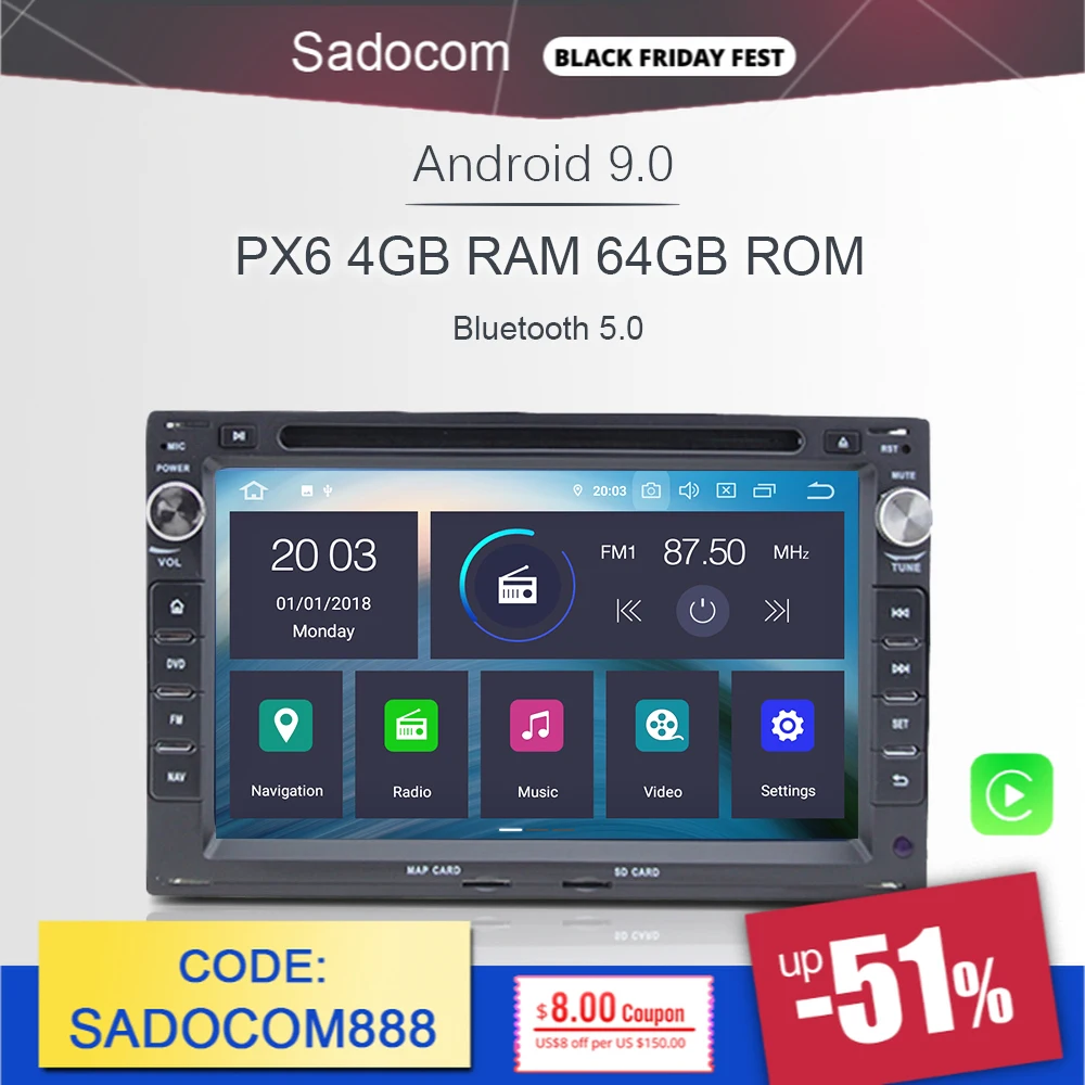 PX6 2 din Android 10 0 IPS автомобильный dvd плеер 6 ядер 4G + 64G ROM RDS авторадио для VW Jetta Bora Golf 4