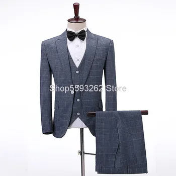 Male Gentleman New Dark Gray Grid Suit Positive Pack Waistcoat Three-piece Set Host Mc Dress Performance Singer Suit
Male Gentleman New Dark Gray Grid Suit Positive Pack Waistcoat Three-piece Set Host Mc Dress Performance Singer Suit