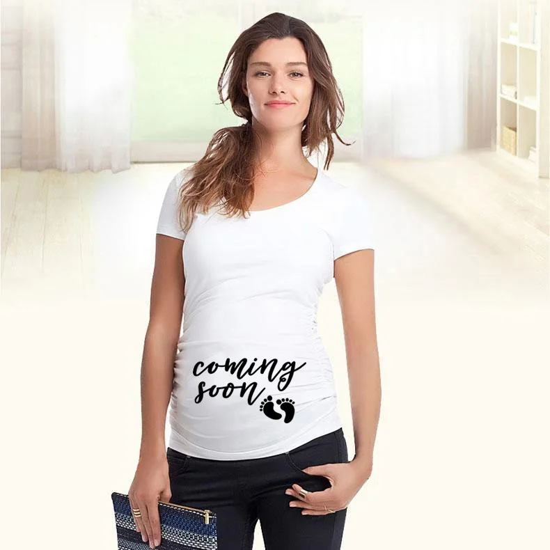 Funny Pregnancy Shirts For Trendy Moms Coming soon print Maternity Tees shirt tops Short Sleeve Pregnant Women hot sale T-Shirts
Funny Pregnancy Shirts For Trendy Moms Coming soon print Maternity Tees shirt tops Short Sleeve Pregnant Women hot sale T-Shirts