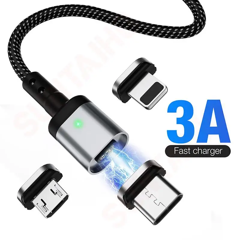 Магнитный кабель Suntaiho 3 м Micro USB Type C А шнур для быстрой зарядки iPhone Xiaom Samsung