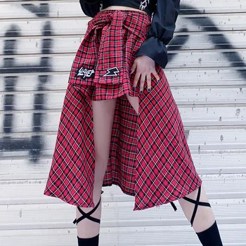 Rosetic Asymmetrical Plaid Skirt Women Punk Lace Up Gothic Brand Vintage Preppy Style Letter Fashion Red Midi Skirts High Waist
Rosetic Asymmetrical Plaid Skirt Women Punk Lace Up Gothic Brand Vintage Preppy Style Letter Fashion Red Midi Skirts High Waist
