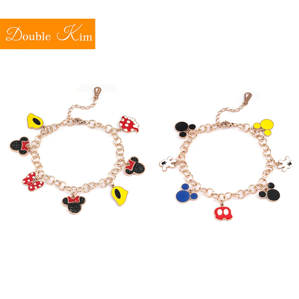 Mickey Minnie Bracelet Lovely Kawaii Style Titanium Steel Material Bracelet Inlaid Zircon Rose Gold Color Fashion Women Jewelry
Mickey Minnie Bracelet Lovely Kawaii Style Titanium Steel Material Bracelet Inlaid Zircon Rose Gold Color Fashion Women Jewelry