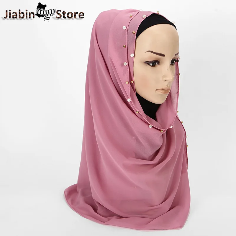 Fashion Solid Color Chiffon Nail Pearl Scarf Muslim Scarf Chiffon Hijab Turban Headscarf Wholesale drop shipper
Fashion Solid Color Chiffon Nail Pearl Scarf Muslim Scarf Chiffon Hijab Turban Headscarf Wholesale drop shipper
