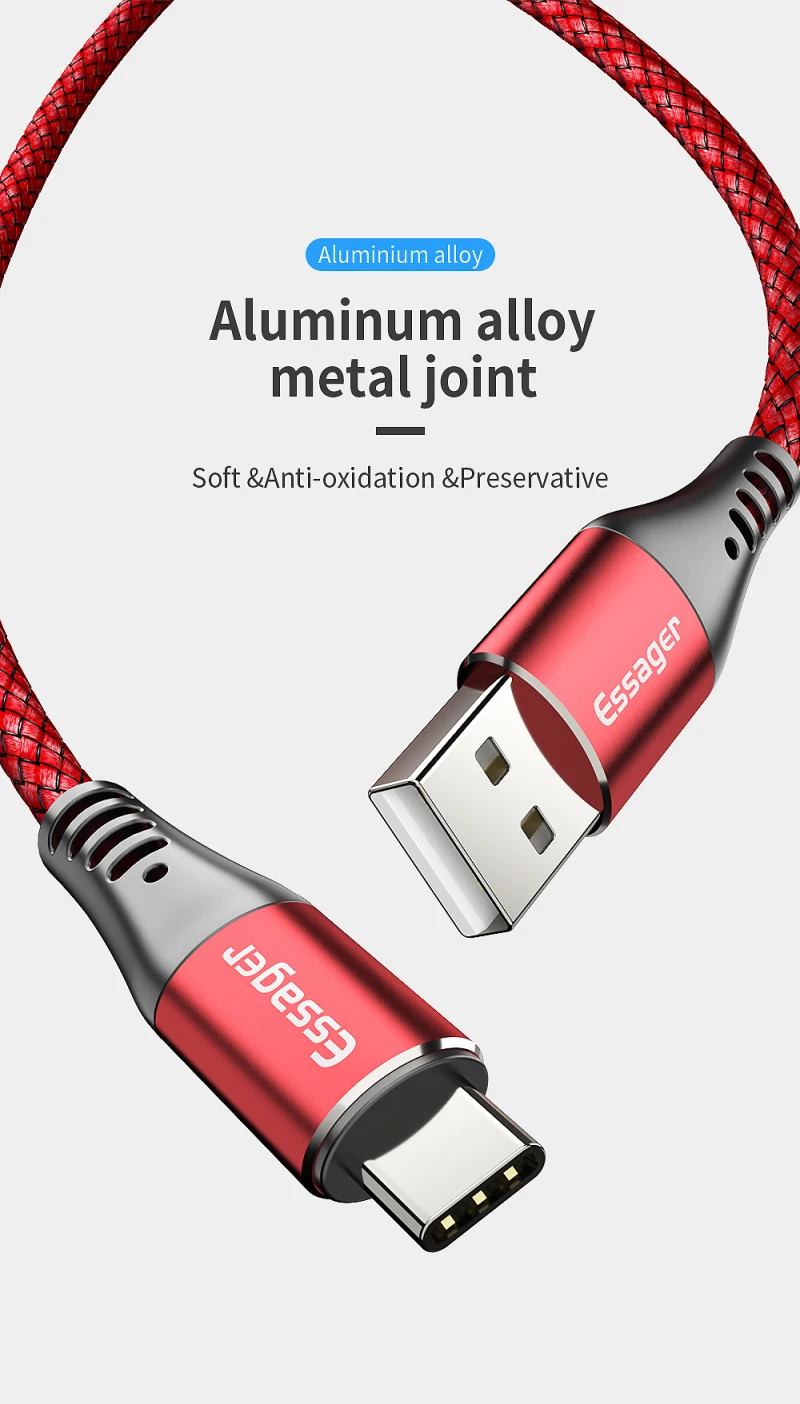 Essager LED USB Type C Cable Fast Quick Charge Wire Cord USBC Cable for Xiaomi K20 Samsung Oneplus 7 Pro Mobile Phone Charger
Essager LED USB Type C Cable Fast Quick Charge Wire Cord USBC Cable for Xiaomi K20 Samsung Oneplus 7 Pro Mobile Phone Charger