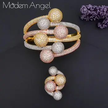 ModemAngel 3 Tone Luxury Ball Winding African Nigerian Bangle Ring Sets Indian Jewelry Set For Women brincos para as mulheres
ModemAngel 3 Tone Luxury Ball Winding African Nigerian Bangle Ring Sets Indian Jewelry Set For Women brincos para as mulheres