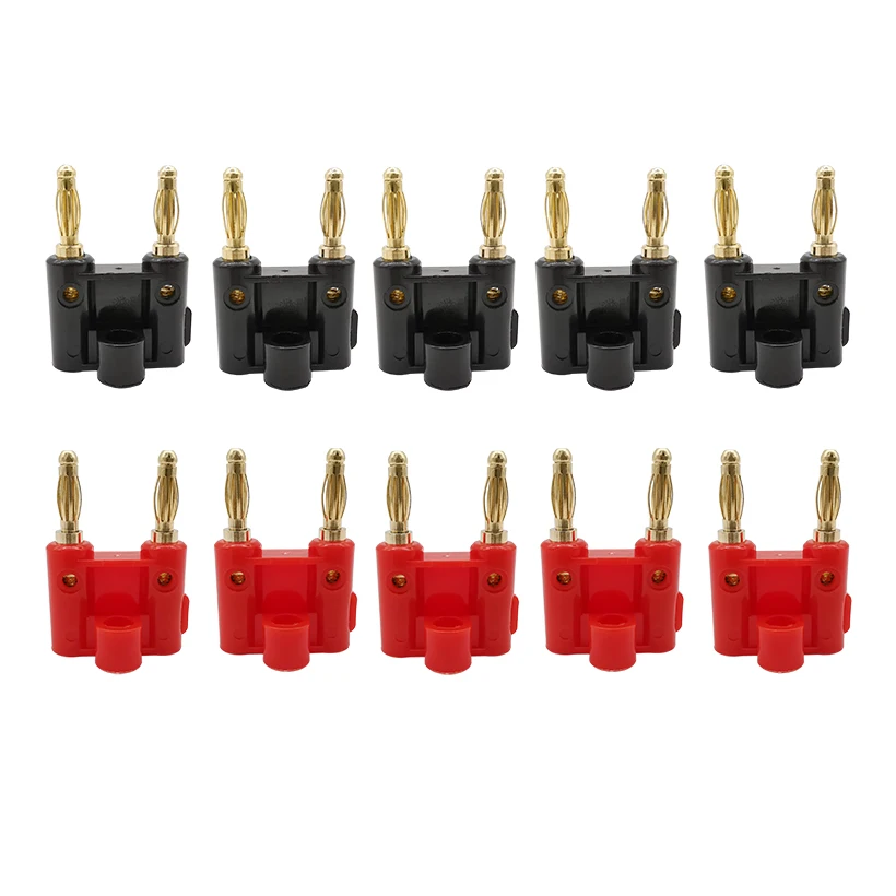 

Double Row 4mm Banana Plug Adapter Gold-Plated 4mm Banana Plugs Jack Speaker Amplifier Test Leads Bananas Terminal Connectors