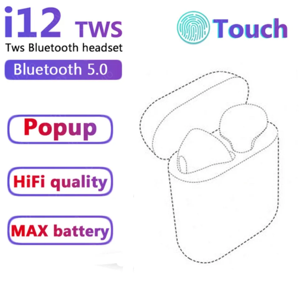 i12 Wireless Bluetooth Headset 5.0 Support Sport Touch pop-up Window For iPhone 12 Max Huawei Xiaomi Waterproof TWS Earphones
i12 Wireless Bluetooth Headset 5.0 Support Sport Touch pop-up Window For iPhone 12 Max Huawei Xiaomi Waterproof TWS Earphones