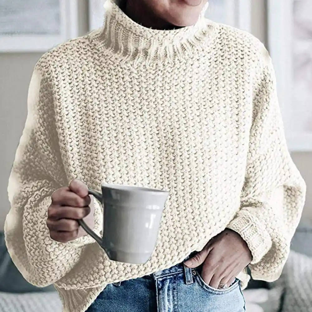 sweater long sleeve oversized knitted pullovers solid color tops