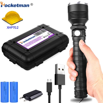 8000LM LED Flashlight 5 modes XHP70.2 lamp Hunting XHP50 Waterproof Torch Light Powerful Lanterna Use 18650 26650 Battery
8000LM LED Flashlight 5 modes XHP70.2 lamp Hunting XHP50 Waterproof Torch Light Powerful Lanterna Use 18650 26650 Battery