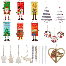 Santa Claus Snowman Rusa Kayu Liontin Pohon Natal Menggantung Hiasan Kayu untuk Dekorasi Taman Rumah Tahun Baru Hadiah(China)
