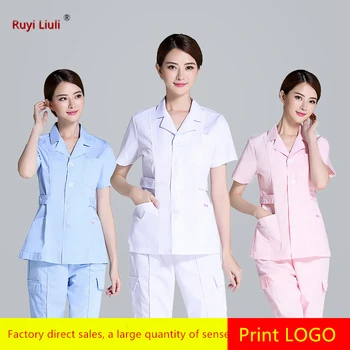 

Summer women hospital medical scrub clothes set fashionable design slim fit dental scrubs beauty salon men nurse uniform-Ruyi