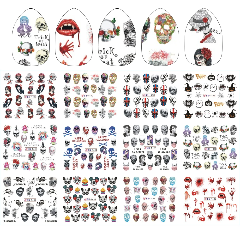 Halloween Design Water Transfer Stickers Big Lips/palms Skull Head Vampire Rose Nail Art Decals Tattoo for DIY Decor Wraps
Halloween Design Water Transfer Stickers Big Lips/palms Skull Head Vampire Rose Nail Art Decals Tattoo for DIY Decor Wraps