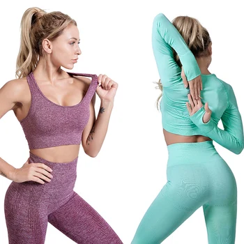 2pc/3pc set Women Seamless yoga set Fitness Sports Suits GYM Clothing Crop Top High Waist Running Leggings Workout Pants Shirts 
2pc/3pc set Women Seamless yoga set Fitness Sports Suits GYM Clothing Crop Top High Waist Running Leggings Workout Pants Shirts