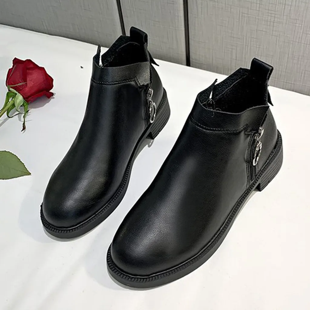 Ankle Boots For Women Round Toe Fashion Pure Color Round Toe Zipper Boots Square Heels Vintage Women Boots#3
Ankle Boots For Women Round Toe Fashion Pure Color Round Toe Zipper Boots Square Heels Vintage Women Boots#3
