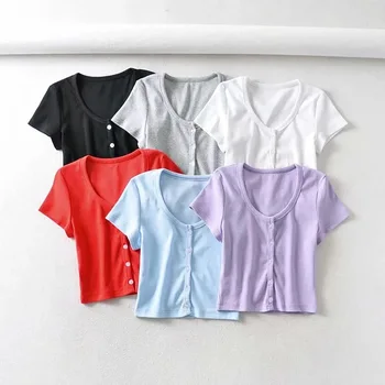 2 Pcs Crop Top Knitted Female Short Sleeve O-Neck Vest Women Camisole Basic Bottoming Tops Wholesales Brandy Melville Style Tops
2 Pcs Crop Top Knitted Female Short Sleeve O-Neck Vest Women Camisole Basic Bottoming Tops Wholesales Brandy Melville Style Tops