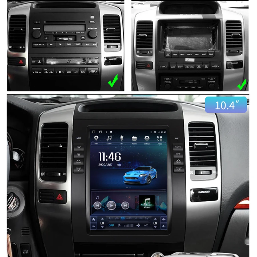 Для Prado 120 Lexus GX470 Радио android 10 для Toyota Land Cruiser 2002 - 2009 Tesla стерео автомобильный