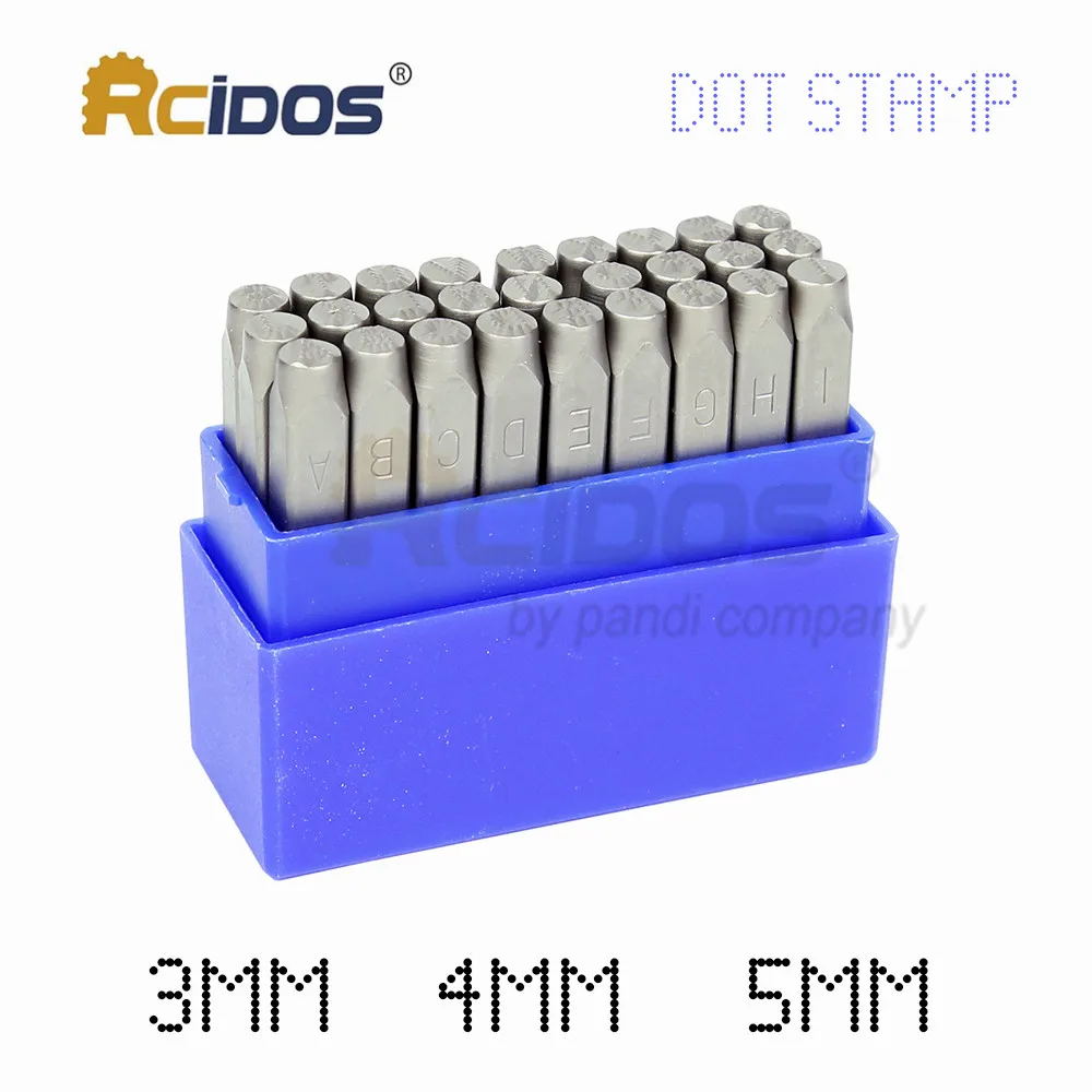 

Letters 3/4/5MM Dot stamps,RCIDOS Steel word punch stamp/matrix stamp letters, A-Z & 27pcs /box