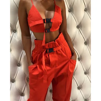 Women Crop Top +long Pants Set Sexy Backless Backpack Buckle Tank Straight Belt Trousers Two Piece Set Trousers 2PCS Set Costume
Women Crop Top +long Pants Set Sexy Backless Backpack Buckle Tank Straight Belt Trousers Two Piece Set Trousers 2PCS Set Costume