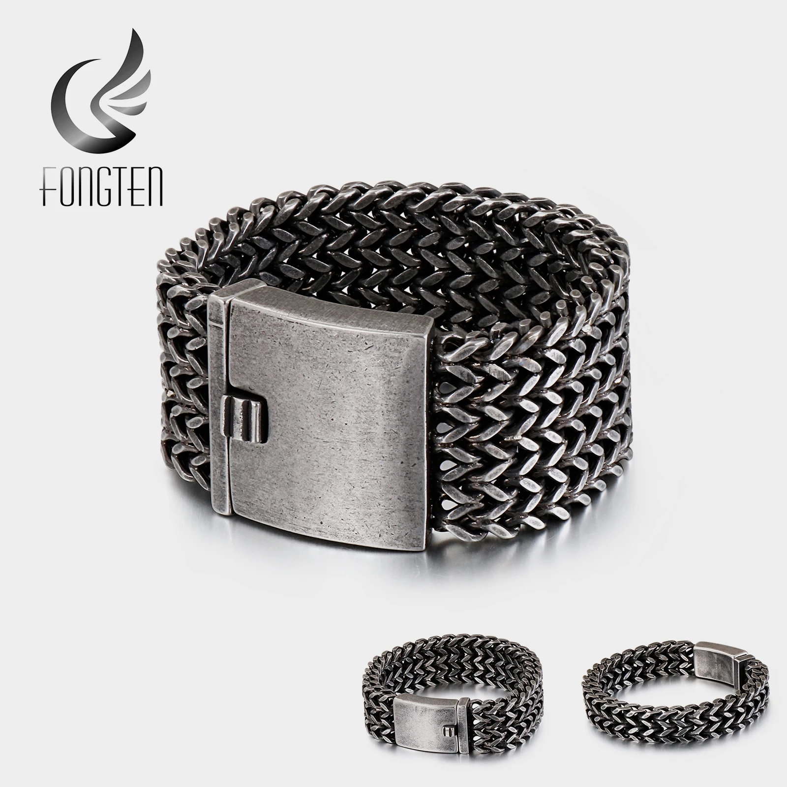 Fongten Mesh Link Chain Bracelet Men Punk Silver Vintage Metal Stainless Steel Mens Wrist Band Charm Wide Bracelets Jewelry
Fongten Mesh Link Chain Bracelet Men Punk Silver Vintage Metal Stainless Steel Mens Wrist Band Charm Wide Bracelets Jewelry
