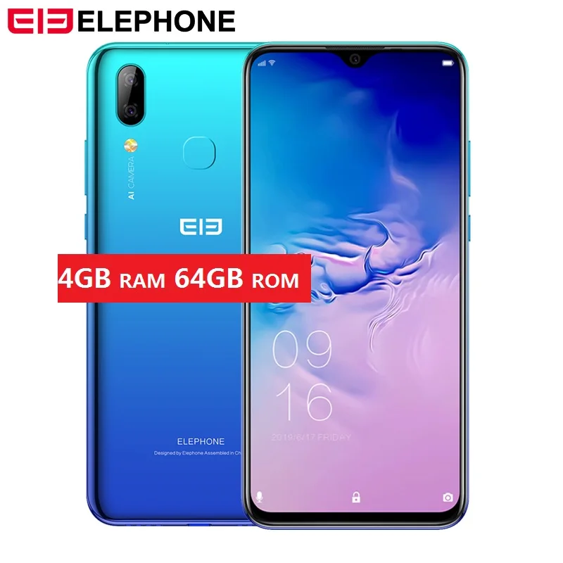 

Elephone A6 MAX 6.53'' Android 9.0 4GB 64GB MT6762V Smartphone Quad Core 20MP Fingerprint 5V/2A 3400mAh 4G OTG NFC Mobile Phone