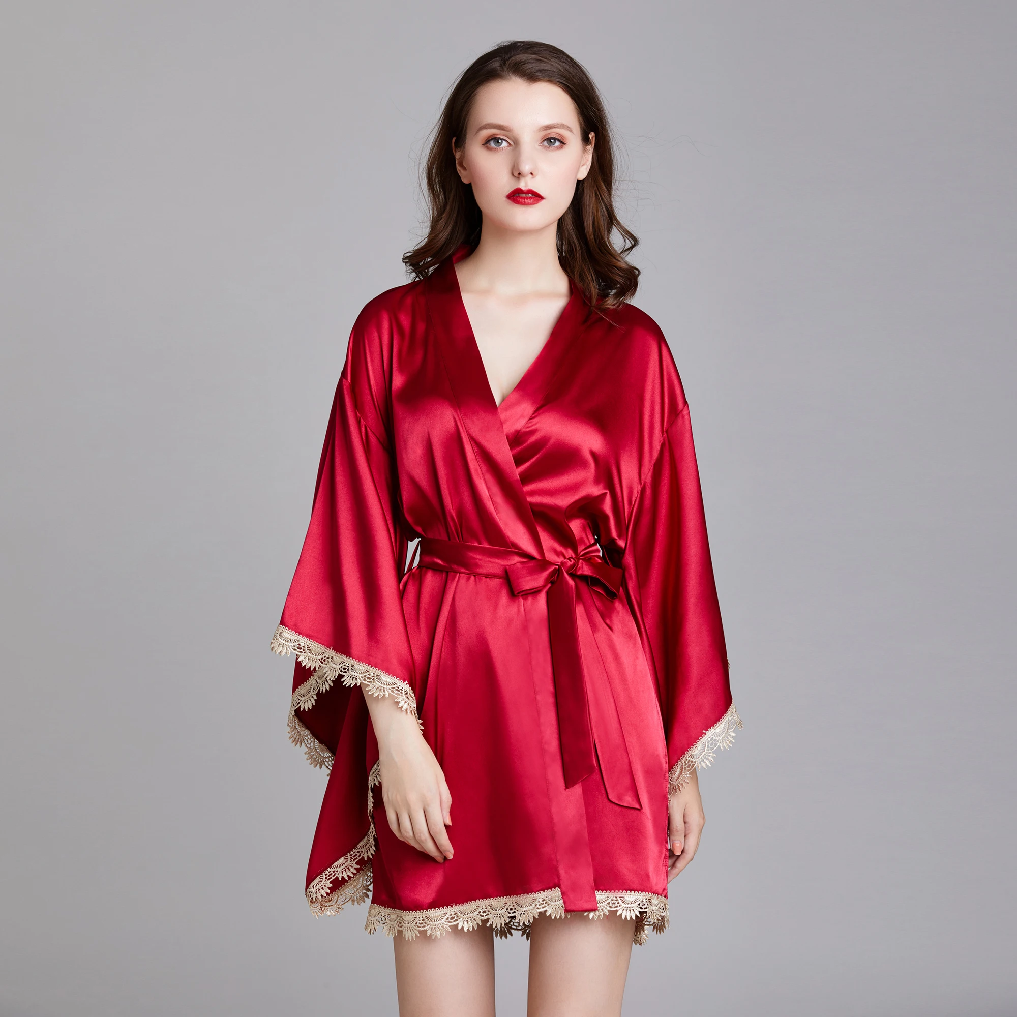 Women Wedding Kimono Robe Satin Silk Dressing Gowns Ladies Soft Lace Trim Bride Nightwear Sleepwear Towel Bathrobe Nightrobe Red
Women Wedding Kimono Robe Satin Silk Dressing Gowns Ladies Soft Lace Trim Bride Nightwear Sleepwear Towel Bathrobe Nightrobe Red