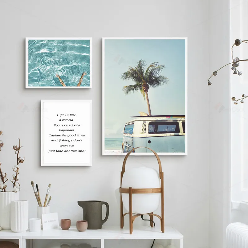 Фото Скандинавские плакаты и печать синий океан вода котировки морской пейзаж холст