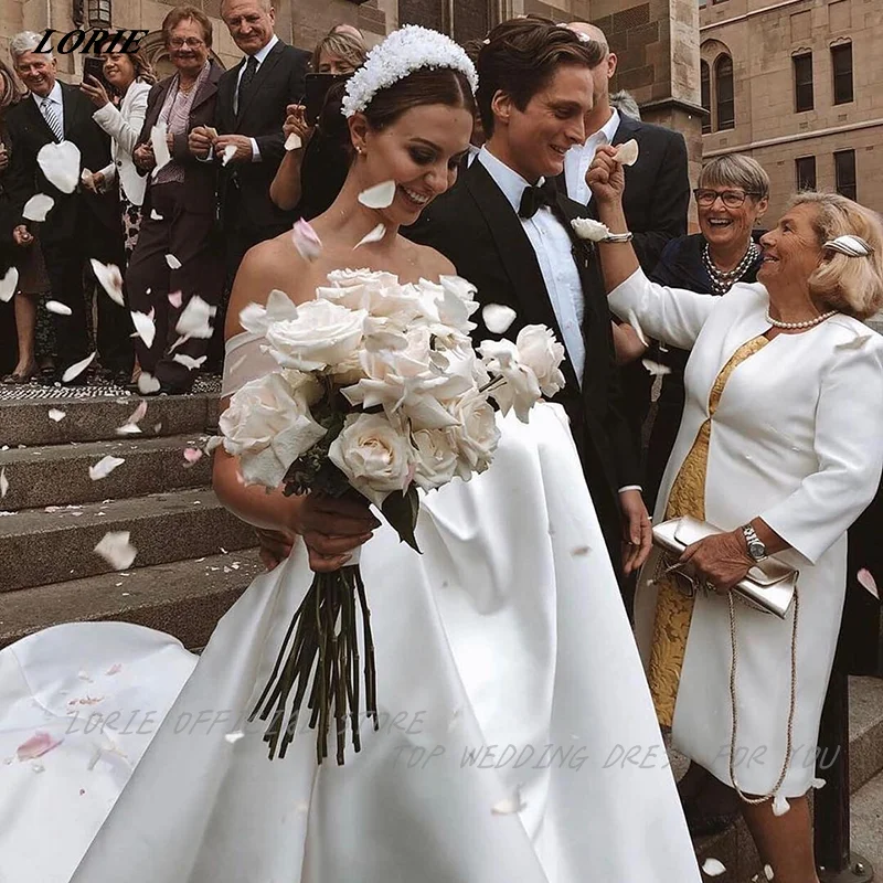 Женское атласное свадебное платье LORIE, элегантное ТРАПЕЦИЕВИДНОЕ ПЛАТЬЕ с открытыми плечами и открытой спиной, без бретелек, платье невесты без рукавов белого/цвета слоновой кости, 2022 
Женское атласное свадебное платье LORIE, элегантное ТРАПЕЦИЕВИДНОЕ ПЛАТЬЕ с открытыми плечами и открытой спиной, без бретелек, платье невесты без рукавов белого/цвета слоновой кости, 2022