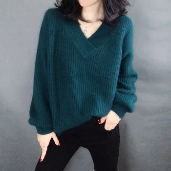 Fall/winter new lazy loose V-collar lantern sleeve imitation alpaca wool knit base sweater pullover women
Fall/winter new lazy loose V-collar lantern sleeve imitation alpaca wool knit base sweater pullover women