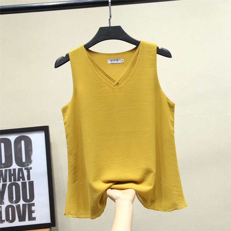 2020 Fashion New Women's Blouse Tops Summer Sleeveless Chiffon Shirt Solid V-neck Casual Blouse Plus Size 6XL Loose Female Tops
2020 Fashion New Women's Blouse Tops Summer Sleeveless Chiffon Shirt Solid V-neck Casual Blouse Plus Size 6XL Loose Female Tops