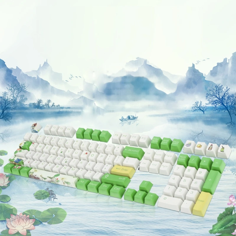 1 Set 108 Keys OEM Lotus Leaves Water Lily Pool PBT Keycaps DYE Sublimation For GH60 GK61 61 64 87 104 Mechanical Keyboard
1 Set 108 Keys OEM Lotus Leaves Water Lily Pool PBT Keycaps DYE Sublimation For GH60 GK61 61 64 87 104 Mechanical Keyboard