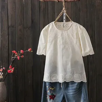 KYQIAO blusas mujer de moda 2020 ropa de mujer plus size women bohemian puff sleeve embroidery hollow cotton solid blouse shirt
KYQIAO blusas mujer de moda 2020 ropa de mujer plus size women bohemian puff sleeve embroidery hollow cotton solid blouse shirt