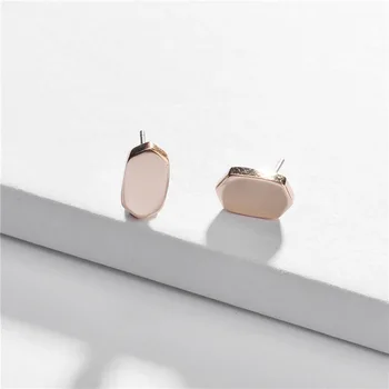 Gold Plating Copper Casting Geometric Mini Stud Earrings for Women Simple Design Metal Earring Female Unique Style