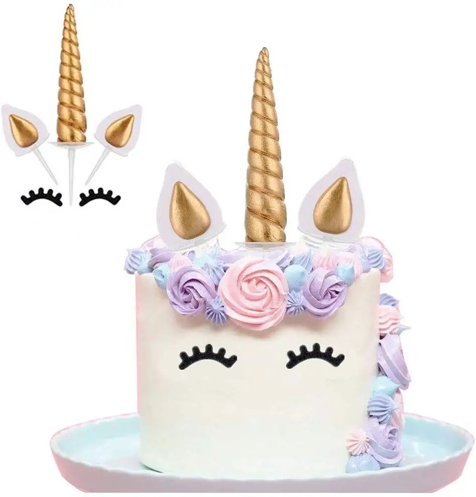 metable Topper Reusable Gold Horn Ears and Eyelashes Cake Value Set for Unicorn Party Decoration for Baby Shower Wedding
metable Topper Reusable Gold Horn Ears and Eyelashes Cake Value Set for Unicorn Party Decoration for Baby Shower Wedding