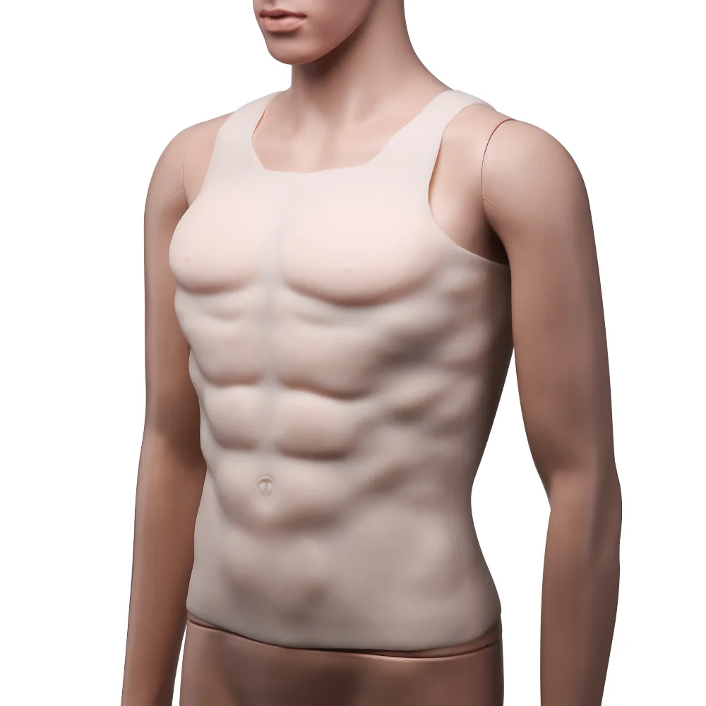 New Hunk Chest Muscle Man Silicone Fake Pectoralis Muscle Firm abs Six