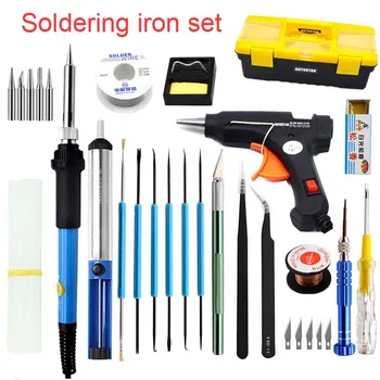 EU 220v 60w DIY Adjustable Temperature Soldering Iron Welding Kit Carving Knife Screwdriver Glue Gun Repair
EU 220v 60w DIY Adjustable Temperature Soldering Iron Welding Kit Carving Knife Screwdriver Glue Gun Repair