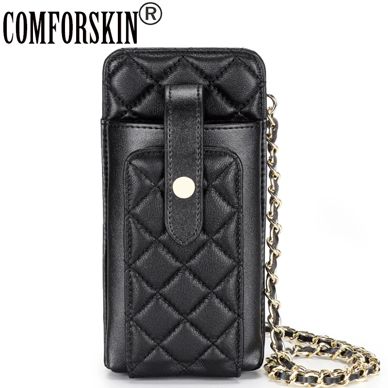 

COMFORSKIN Luxurious Sheepskin Women Mobile Phone Bag Dropshipping New Arrivals Genuine Leather Women Small Messenger Bags