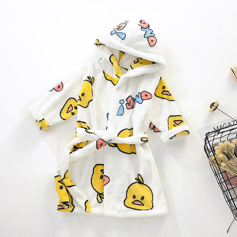 Long Sleeve Hooded Children's Flannel Bathrobe Cartoon Print Kids Robe Lovely Animal Boys Bath Robe Spring Autumn Girls Bathrobe Long Sleeve Hooded Children's Flannel Bathrobe Cartoon Print Kids Robe Lovely Animal Boys Bath Robe Spring Autumn Girls Bathrobe