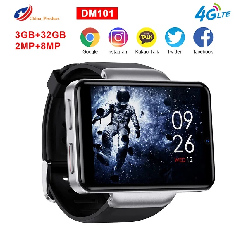 Wholesale Price DM101 4G Smart Watch Full Touch 3GB+32GB 2080mAh Battery 2.41'' Dual Camera Face Unlock Smartwatch SIM Card Slot |