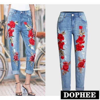 New Hot Vogue Jeans Women Stretch Loose Denim Pants 3D Floral Embroidery Hole Ripped Pants Female Elastic Denim Jeans Trousers
New Hot Vogue Jeans Women Stretch Loose Denim Pants 3D Floral Embroidery Hole Ripped Pants Female Elastic Denim Jeans Trousers