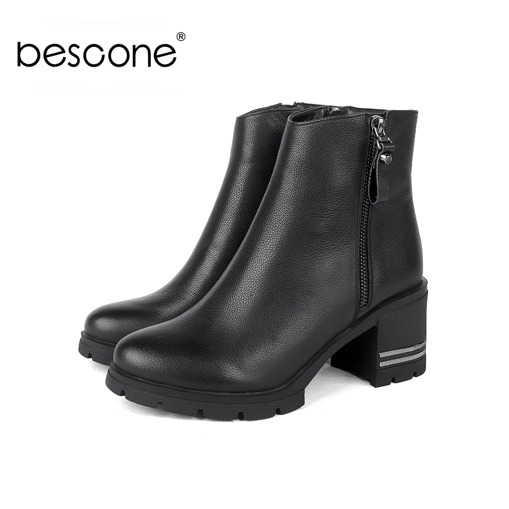 BESCONE Casual Women Boots High Quality Genuine Leather Handmade Zipper High Heel Shoes Basic Solid Square Heel Lady Boots BC228
BESCONE Casual Women Boots High Quality Genuine Leather Handmade Zipper High Heel Shoes Basic Solid Square Heel Lady Boots BC228