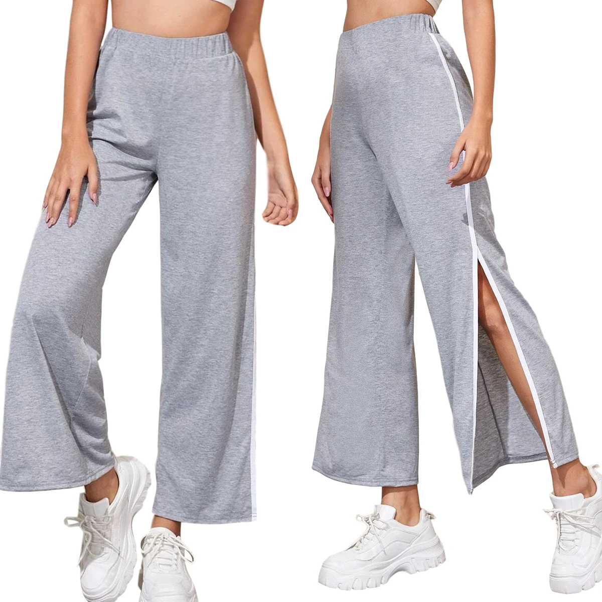 Women Solid Color Block Trousers Summer Loose Pants with Side Slits Casual Style Loose Wide Leg Clothes
Women Solid Color Block Trousers Summer Loose Pants with Side Slits Casual Style Loose Wide Leg Clothes