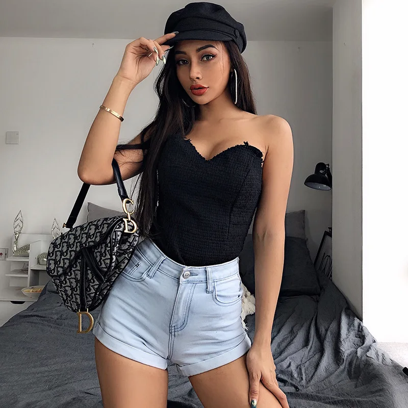 

Summer Women Bottom Shirt Black White Bustier Top Sexy Ladies Tops Streetwear Bodycon Camis Female Vest Tanks Cami Fashion