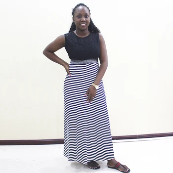 Dashikiage stripe Sleeveless Slim African Lace Dress Fit Vintage Empire Dresses 
Dashikiage stripe Sleeveless Slim African Lace Dress Fit Vintage Empire Dresses