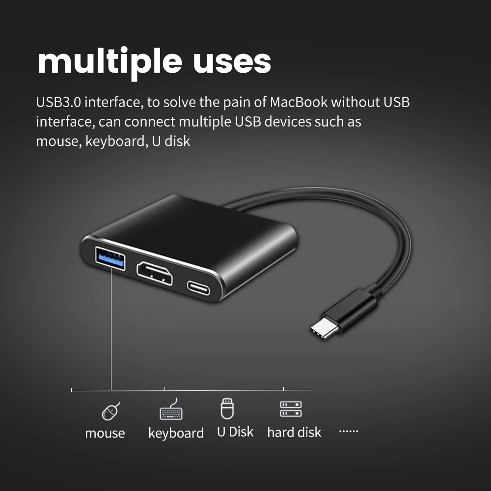ZOMY Mini USB 3.0 HUB Type-C To HDMI+USB+PD USB Power Interface for Laptop Connected Tablet Computer 10Gbps USB HUB
ZOMY Mini USB 3.0 HUB Type-C To HDMI+USB+PD USB Power Interface for Laptop Connected Tablet Computer 10Gbps USB HUB