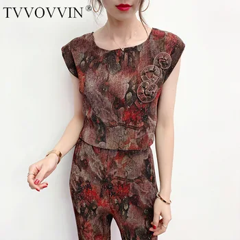 Korea 2020 Summer high qualty new pleated pants set fashion printting sleeveless tops + slim pants female two pieces set Y011
Korea 2020 Summer high qualty new pleated pants set fashion printting sleeveless tops + slim pants female two pieces set Y011
