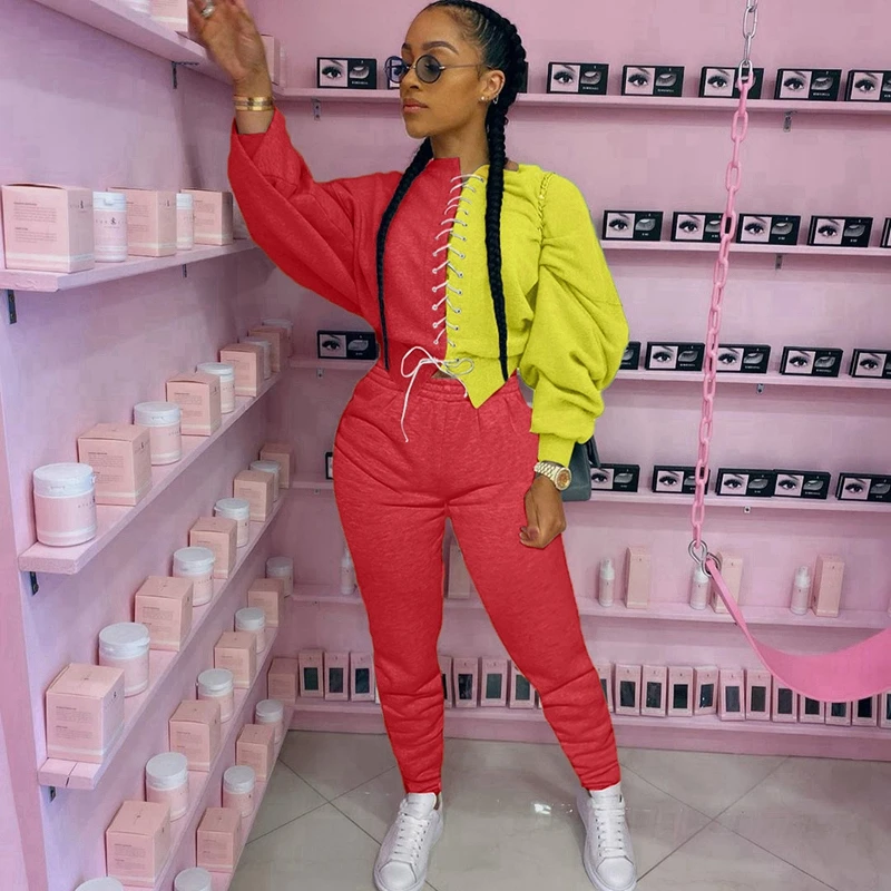 FREE SHIPPING Casual Outfit Sweatshirt And Sweatpants Set JKP4344