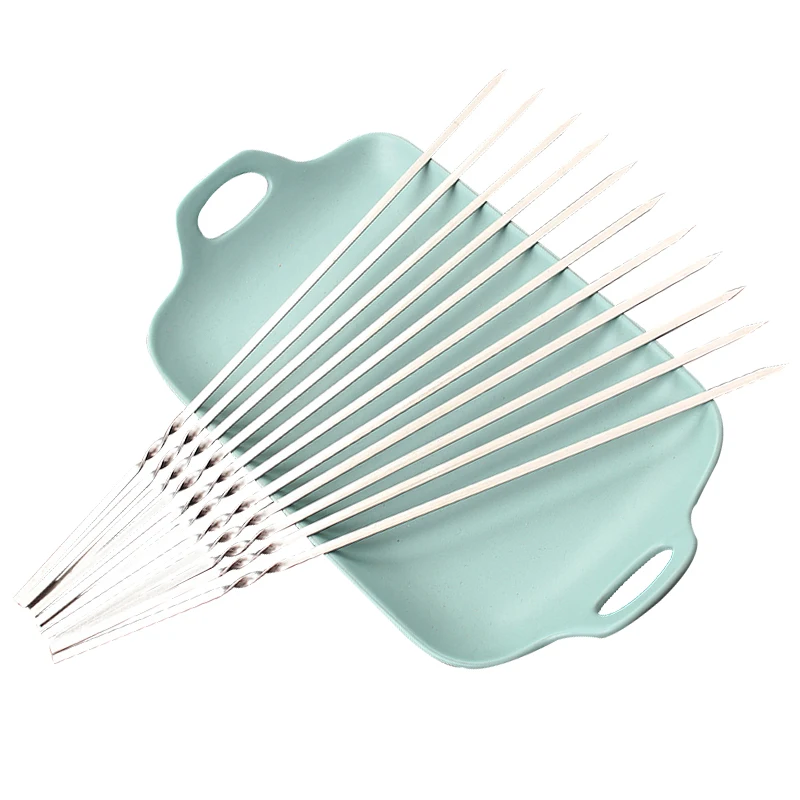 Description Picture 4 of item100pcs/50pcs Reusable Flat Stainless Steel Barbecue Skewers Bbq Needle Stick for Outdoor Camping Picnic Tools Cooking Tools
