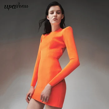 2020 Fashion New Orange Rayon Bandage Dress Women Sexy Round Neck Long Sleeve Backless Bodycon Mini Dress Club Party Vestidos 
2020 Fashion New Orange Rayon Bandage Dress Women Sexy Round Neck Long Sleeve Backless Bodycon Mini Dress Club Party Vestidos