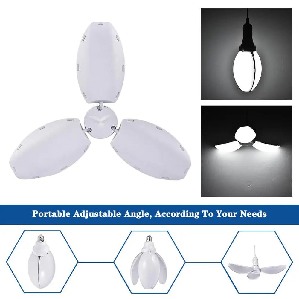 60W E27/E26 LED Garage Light Bulb Garage Ceiling Lamp with Adjustable Panels Deformable Working Light Bulbs for Warehouse/Baseme
60W E27/E26 LED Garage Light Bulb Garage Ceiling Lamp with Adjustable Panels Deformable Working Light Bulbs for Warehouse/Baseme